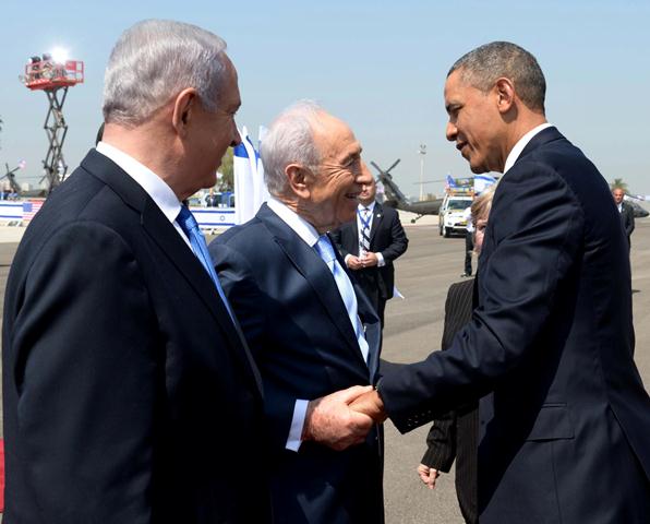 Presidente Obama con PM Netanyahu y Presidente Peres